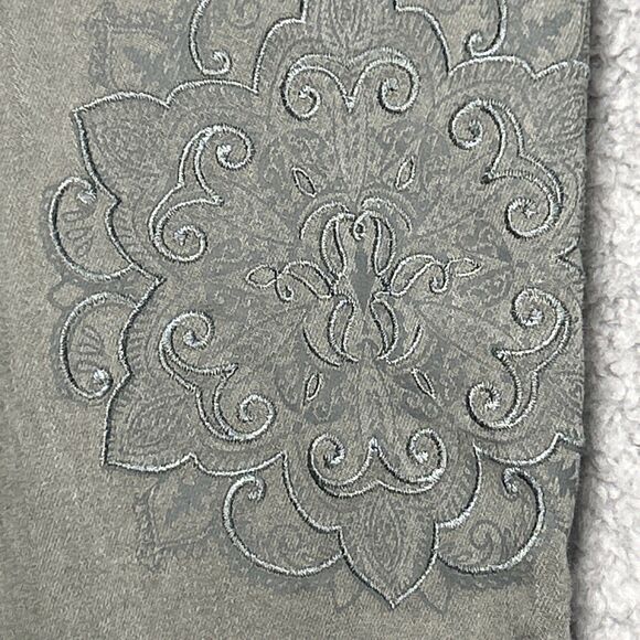 J Jill Women’s 12 Ankle Pants Green High Rise Embroidered - Picture 3 of 12